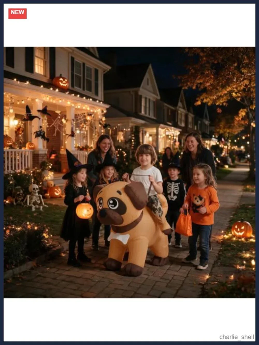 Inflatable Dog Costume for Kids Blow Up Ride Animal Suit Halloween